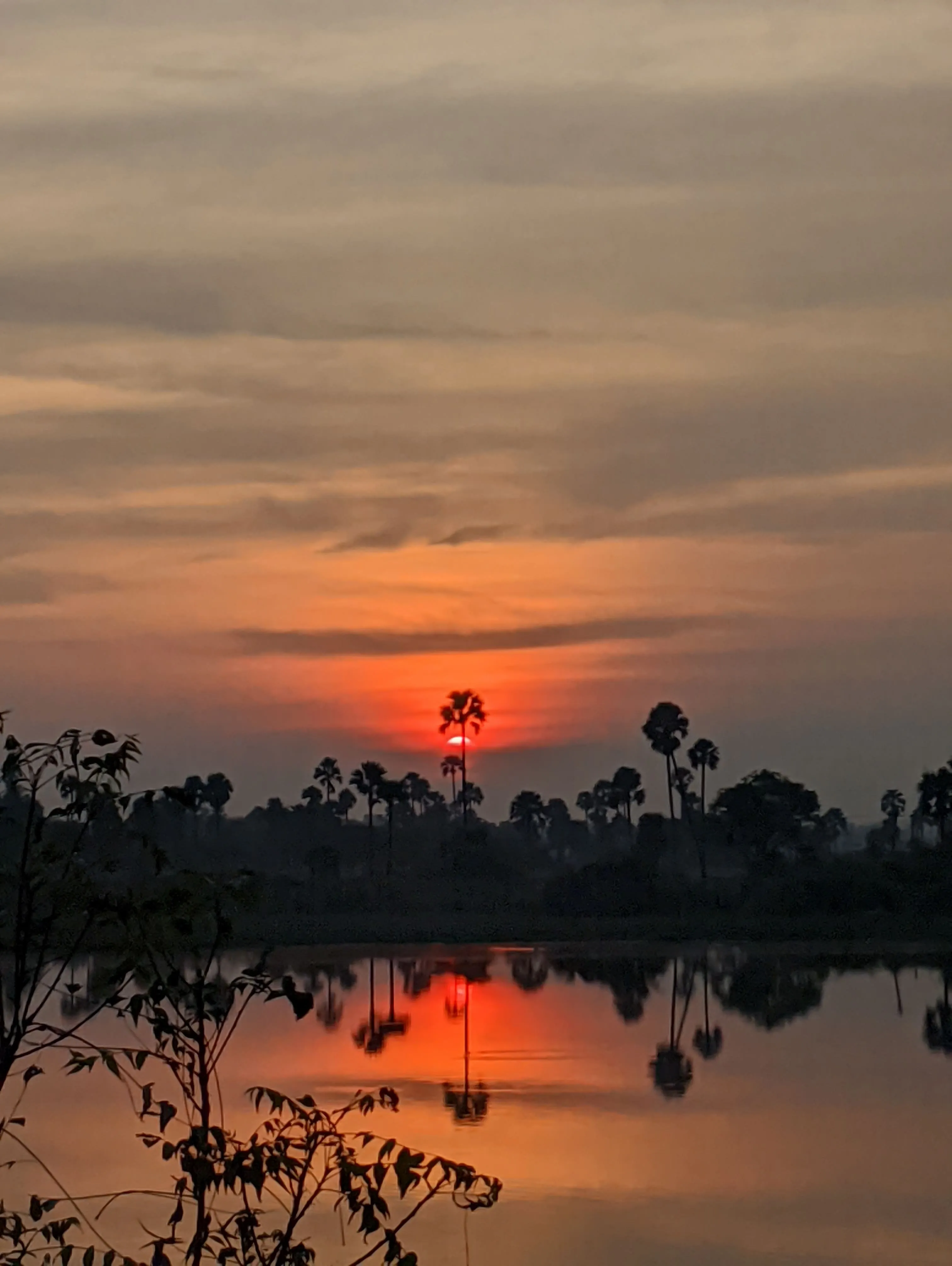 Sunset reflected in a lake